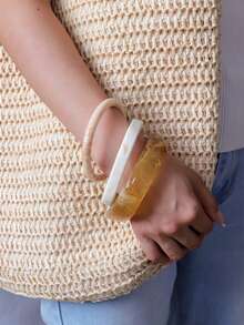 3件套几何亚克力可叠戴手镯套装，适合日常搭配 - 彩色 - 查看 2