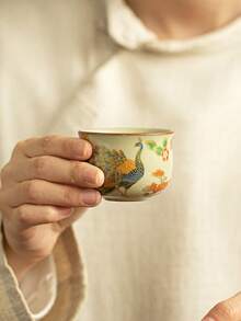 1个/2个/4个装金孔雀陶瓷杯，精致金线陶瓷把手茶杯，高品质小咖啡杯，是招待客人和朋友、享用下午茶、沙特咖啡、阿拉伯茶杯的理想之选。 - 彩色 - 查看 7