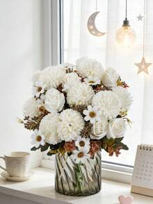 1 pezzo profumo artificiale di rose, crisantemi a palla e margherite, piante finte, fiori artificiali, decorazione per profumo, materiali per corone, accessori per scatole di caramelle, fiori per il petto, materiali per fasce, accessori per feste di compleanno, decorazione per la casa, profumo da sposa, decorazione per matrimoni, decorazione per la camera da letto, accessori per la cucina, ristorante, decorazione per la camera da letto - Bianco - Visualizzare 6