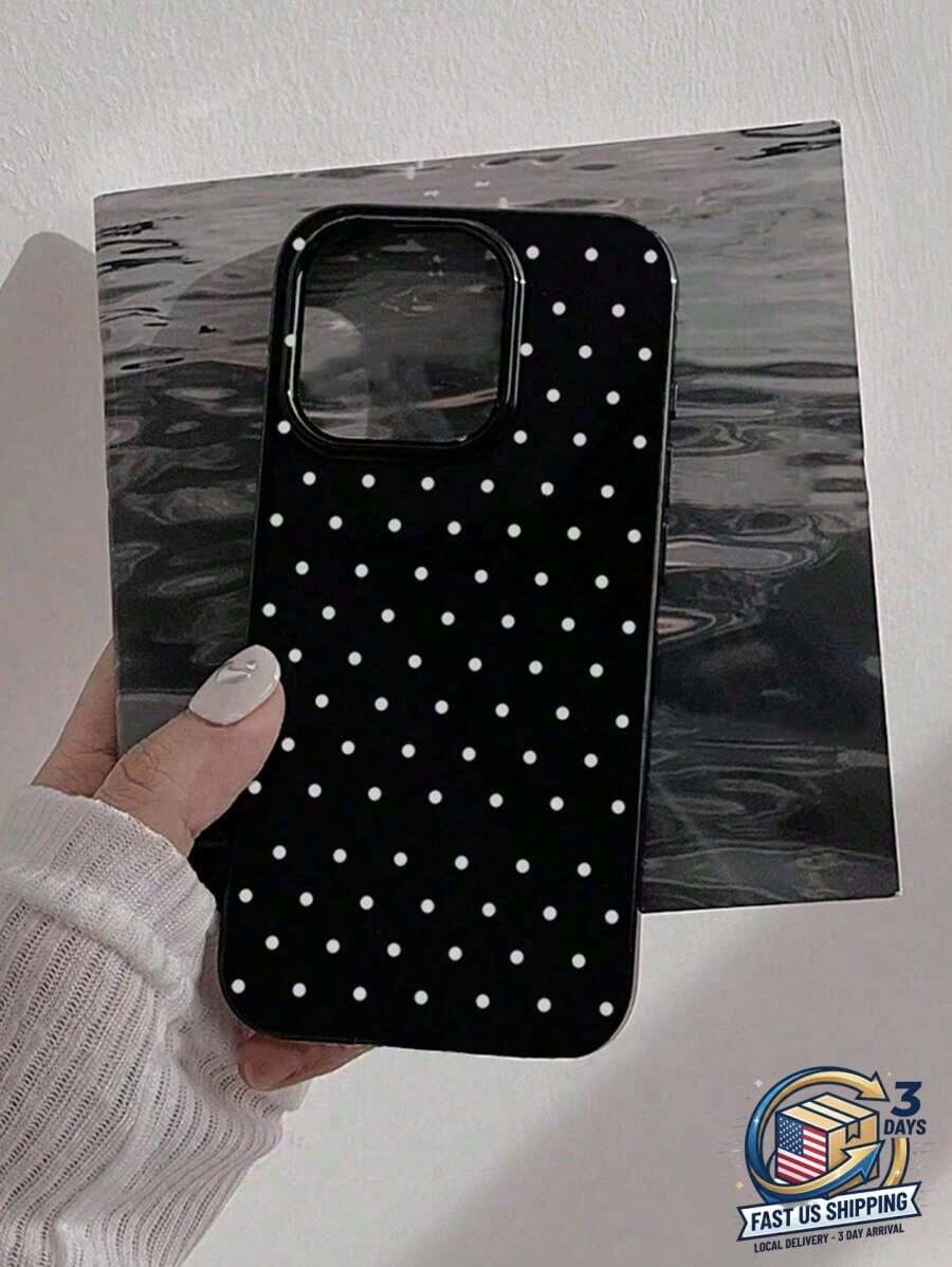 [3-Day Delivery]1pc Retro Aesthetic Classic French Style Black Vintage White Polka Dot Soft Shockproof Phone Case Compatible With IPhone 17/16/15/14/13/12/11 Series, Full Coverage Camera Protection - 款式11(1pc) - 查看 1