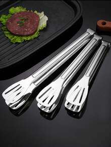 1pc Household Stainless Steel Food Clip Three-Line Hollow Polished Buffet/Baking/Kitchen Graduation/Father's Day Practical - Multicolor - View 2