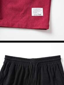 3pcs Men's Casual Outdoor Contrast Color Corduroy Shorts, Spring/Summer - Multicolor - View 3