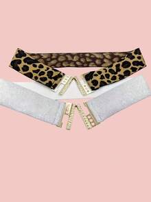 1条弹力腰带，适用于羽绒服和连衣裙，时尚束腰配饰，适合万圣节、教师节、情人节等场合，豹纹、纯色、几何图案，休闲百搭，春夏秋冬四季皆宜。 - 彩色 - 查看 4