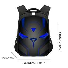 A Black Backpack With Reflective Stripes, Featuring A Cyberpunk Pattern, Made Of Wear-Resistant Polyester Fiber Fabric, With Breathable Shoulder Straps And Side Mesh Pockets Suitable For Back To School, Daily Office, Back To Campus, Birthday Gifts, Etc. - A - View 2