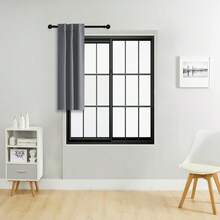 1片或2片装可调节尺寸窗帘套装，遮光窗帘，隔热纯色窗帘，适用于客厅、办公室、卧室 - 炭黑色 - 查看 44