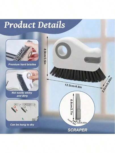 فرشاة تنظيف مسار النافذة 2 في 1 - فرشاة قابلة للفصل لتنظيف عتبة الباب والنافذة، ومنظف زوايا الزجاج، وأداة لتنظيف الفجوات في الرفوف البلاستيكية