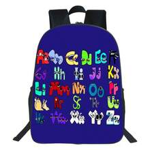 1个字母图案背包，男女通用休闲书包，卡通图案设计，可调节肩带，拉链封口 - A - 查看 4