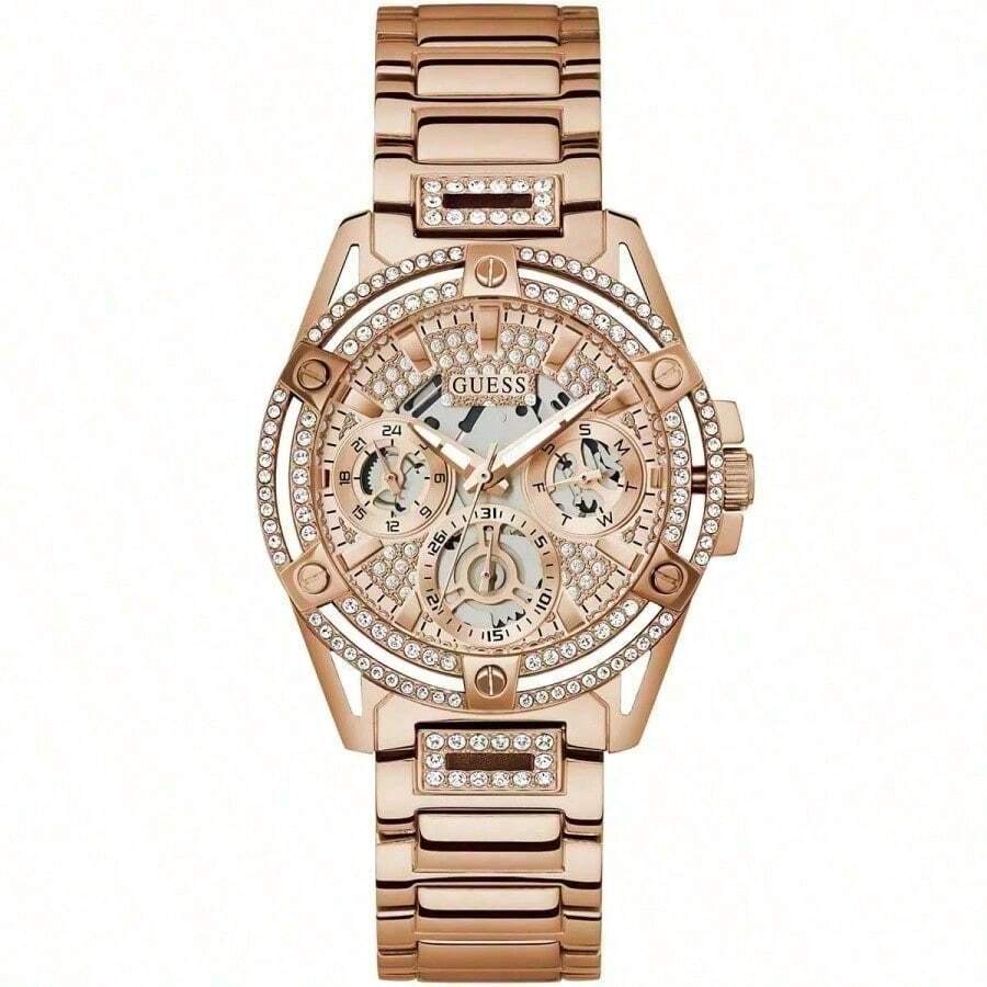 Guess 水晶皇后系列女士石英表 - 镂空表盘，不锈钢表壳，直径 40 毫米 - GW0464L1/GW0464L2/GW0464L3/GW0464L4 - 玫瑰金 - 查看 1
