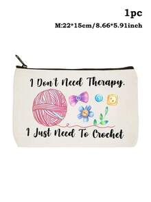 Crochet Is My Therapy' Printed Storage Bag, Knitting Lovers Zipper Pouch, Casual Yarn & Supplies Storage Bag, Ideal For Cosmetics & Toiletries - Multicolor - View 20