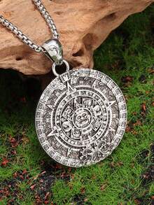1PC New Retro Sun Calendar Mysterious Ancient Mayan Disc Pendant Necklace Men's Lucky Fashion Jewelry - Fashion - View 3
