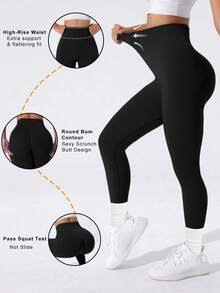 Quần yoga nữ cạp cao co giãn định hình, đồ tập yoga thể dục, quần legging mùa hè thoải mái, quần áo nữ, quần legging nữ màu đen mùa xuân - màu đen - Xem 4