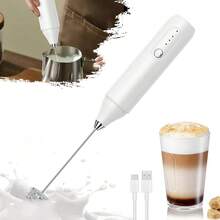 1pc Rechargeable Electric Milk Frother, USB Charging, 3 Speed Settings, Mini Electric Milk Foamer Suitable For Coffee, Latte, Cappuccino, Hot Chocolate, Egg - Multicolor - View 14