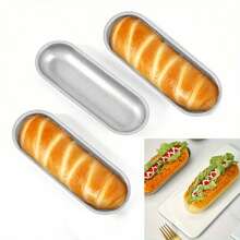 1/3 件装加厚铝制不粘烤盘 - 迷你法棍热狗长方形面包蛋糕模具，生日、情人节、圣诞节、家庭聚会和面包制作的完美烘焙工具 - 銀色 - 查看 9