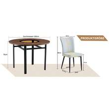 Modern Minimalist Rundes Esstisch-Set (Mit 4 Hellgrauen PU-Stühlen), Runder Tisch Mit Durchmesser In Holzoptik, Geeignet Für Esszimmer Und Küche. - Brown+Black + Light Gray + Glass+Metal + PU Leather + Seats 4 - View 7