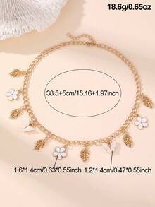1pc/2pcs Girls Flower, Butterfly, Leaf Pendant Bracelet Necklace Set - Multicolor - View 9