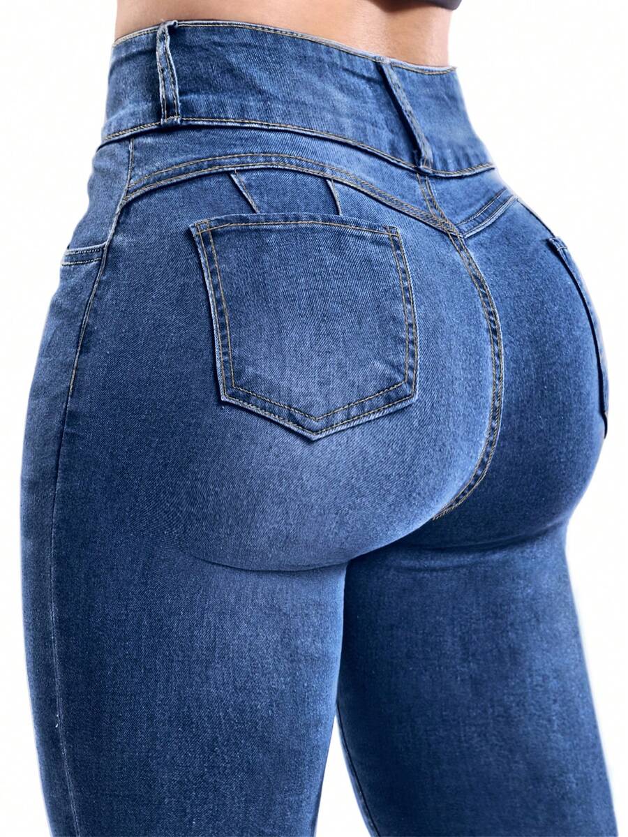 Women's Butt Lifting Jeans, High Stretch Leggings, Fashionable And Elegant, Suitable For Dates, Commuting, Casual Travel, Valentine's Day And New Year Wear - Dark Blue - View 1