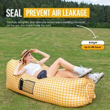 Lightweight Inflatable Outdoor Sofa - Foldable Air Sofa Bed - Portable Lazy Lounger For Outdoor Relaxation - Green Leaves - View 11