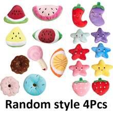 4件套毛绒发声宠物玩具套装，适合小型犬猫 - 棒棒糖、星星、甜甜圈和草莓形状 - 互动玩耍和睡眠伴侣，狗狗磨牙玩具 - 彩色 - 查看 6