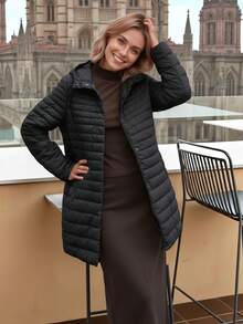 Risissida Women's Casual Hooded Down Jacket With Pockets, Lightweight For Daily Wear - Black - View 2