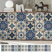 1 Roll Of Bohemian Moroccan Blue Tile Peeling And Pasting Wallpaper Waterproof Brown/Blue Contact Paper Modern Vinyl Self-Adhesive Wallpaper Detachable Bathroom Kitchen Tailgate - Blue - View 10