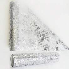 Vagasi 10M Silver Metallic Table Runner 29cm Width Giltter Sequin Table Runners Roll Table Cloth Decorations DIY Wrapping Ribbon For Christmas Birthday Party Graduation - Silver - View 1