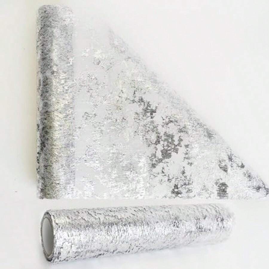 Vagasi 10M Silver Metallic Table Runner 29cm Width Giltter Sequin Table Runners Roll Table Cloth Decorations DIY Wrapping Ribbon For Christmas Birthday Party Graduation - Silver - View 1