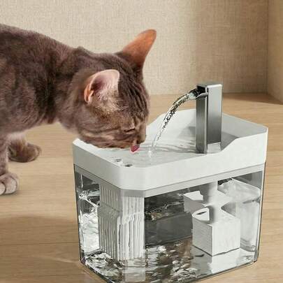 PETSIN Máy cấp nước tự động cho thú cưng 1.5L có bơm nước, tự động ngắt khi mực nước thấp, đồ dùng cho thú cưng, lọc nước, hoạt động êm ái. Chống cháy khô, máy cấp nước tự tuần hoàn, giữ nguồn nước sạch, thích hợp cho mèo và chó. Máy cấp nước tự động lọc cho mèo, đài phun nước trong suốt cho mèo chạy bằng USB, máy cấp nước lọc tuần hoàn với bơm nước êm ái, thích hợp cho mèo và chó nhỏ.