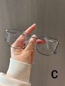 1 件女式 TR90 空心框架透明镜片眼镜，适合旅行、街头摄影、节日装扮、女友礼物 - 彩色 - 查看 4