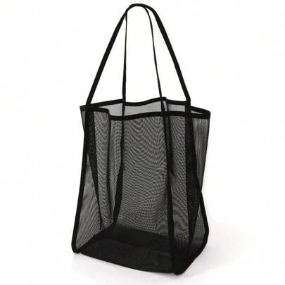 1个透明网眼单肩手提包，时尚轻便大容量沙滩包，多功能购物袋，户外手提包，适合沙滩收纳、游泳、运动、健身、瑜伽、旅行、度假和露营，加厚设计，方便实用大容量，适合旅行收纳、沙滩用品收纳、行李收纳、户外活动、洗漱用品收纳、浴室收纳、工作、露营用品收纳、露营收纳，女士礼物，男士礼物