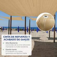 Malla SombraMPQ Mallas Sora Toldo Monofilamento 90-3.7x5m ige - Cintas de Refuerzo y Oillo - teccion UV Perfecto para Patios ardin Coceras Exteres Vela-Reente al Sol y al Desgastesun shade cloth - Beis - Ver 3