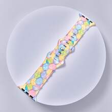 Printed Silicone Watch Band, Suitable For Apple Watch Bands 38mm, 40mm, 41mm, 42mm, 44mm, 45mm, 49mm, Compatible With Apple Watch SE, Series 9, 8, 7, 6, 5, 4, 3, 2, 1, Unisex, Non-Fading Silicone, Cute Easter Pattern - Watermelon Pink - View 7