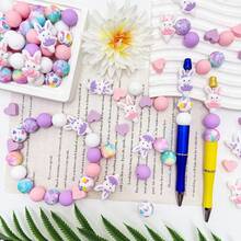 25/50pcs Ballet Bunny Silicone Bead Set - Pink & Purple Ballet Dancer Bunny Design - Ideal For DIY Keychain, Necklace, Bracelet, Decorative Pen, Jewelry And Pendant Crafts - Suitable For Holiday & Birthday Gifts - Ballet Bunny - View 4