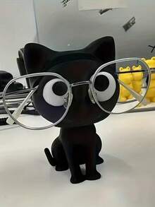 1个可爱黑猫造型3D打印眼镜架，坚固塑料材质，坐姿设计，超萌猫咪造型 - 彩色 - 查看 4