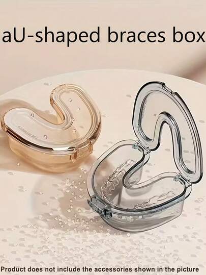 1pc U-Shaped Retainer Case, For Storing Braces, Invisible Aligners, Braces Cleaning Tools, Transparent Portable Aligner Soaking Box, Denture & Teeth Prosthetic Storage Box, Orthodontic Retainer Case, Portable Orthodontic Appliance Case, Breathable Prosthetic Storage Box