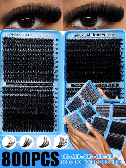 640/621 st ögonfransförlängningskit, D Curl 10D+20D+30D+40D/50D+60D+80D+100D/80D+100D+120D+150D Gör-det-själv-ögonfransförlängning Syntetiska minkfransar - Premium D Curl Naturligt lockiga individuella ögonfransar Set Gör-det-själv-ögonfransförlängning - Återanvändbar, lätt och enkel att bära