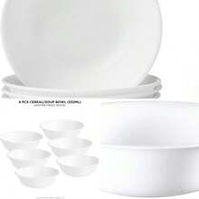 Vitrelle 6 - Piece Soup/Cereal Bowl Set Triple Layer Glass And Chip Resistant, 18 - Oz Lightweight Round Bowls, Winter Frost White - Bát 18oz - Xem 1