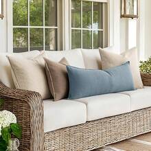 MIULEE Decorative Long Body Lumbar Throw Pillow Cover 14x36 Inch Blue Grey Boho Farmhouse Neutral Couch Throw Pillow For Bed Pack Of 1 Accent Outdoor Modern Sofa Cushion Livingroom Home Decor - 藍灰色 - 查看 7