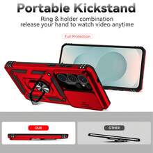 360 Rotating Ring Holder Lens Protection Phone Case, Anti-Drop Shockproof Phone Cover Compatible With Apple 11/12/13/14/15/16 Pro Max, Galaxy S22/23/24/25+ Ultra, A04/A05/A14/A15/A24/A25/A34/A54/A56/A36/A26 - Red - View 3