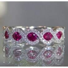 New Micro-Set Ruby Engagement Ring New Emerald Green  Bar Ring Simple And Elegant, Suitable For Daily Wear Or Party Fashionable Women's Earrings Jewelry Accessories Exquisite Gift For Women - Hồng đỏ - Xem 1