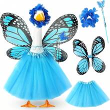 SilTriangle 5pcs Butterfly Porch Goose Outfit Costume Tutu Skirt Butterfly Wings Wand Flower Crown For 17 ' 23 ' Cement Goose(Purple) - nhiều màu - Xem 9