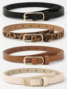 4 Pieces Of Oval Hook Buckle Buckles, Fashionable Decoration, Popular And Versatile, Suitable For Daily Use, Women's Suit Belts Halloween Summer, School Fall, Autumn, Halloween,Halloween,Belts For Women,Western Belt, Youth,Casual, Outdoor, Athletic, Vacation, Graduation Gifts, Birthday, Daily Wear,Women's Belt, Athletic, Travel, Street, Boho, Vintage Fall - 彩色 - 查看 6