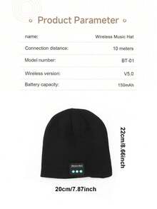 New Knitted Hat With Detachable Wireless Headphones, Warm And Washable For Winter - Multicolor - View 8