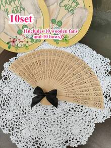 1-30pcs Elegant Folding Wooden Fans, Bohemian Style Hand Fans, Bowknot Wedding Fans, Fully Openwork Carved, Portable Lightweight Wooden Fans, Suitable As Photography Props, Graduation Gifts For Women, And Home Decor, Can Be Used In Summer, Beach Or Travel To Enjoy Cool Breeze, Personalized Carved Wooden Wedding Fans, Wedding Guest Favors With Tassel Ribbons And Organza Bags, Bridal Fans, Memorial Fans, Exquisite Art Display - Multicolor - View 50