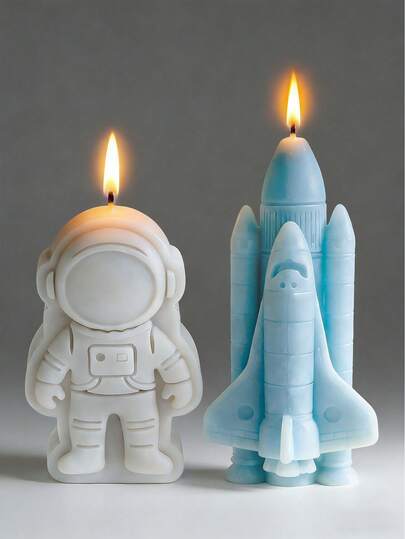 Space Theme Birthday Party Silicone Wax Candle Plaster Soap Mold, Heat Resistant | High Elasticity Silicone Mold, Multi-Purpose - For Making Candles, Plaster/Painting, Squeezy Toys/Stress Relief, Photography Backdrops, Home Decor, Holiday Party Gifts, Handmade Crafts, Flexible And Easy To Clean, Reusable