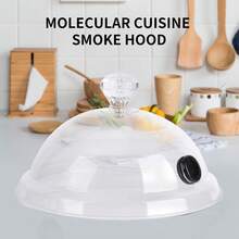Home Smoking Dome Cover Kitchen Cooking Smoke Acrylic Hood Smoke Infuser Cloche Lid for Smoker Sprayer Plates Bowls - Blanco - Ver 10