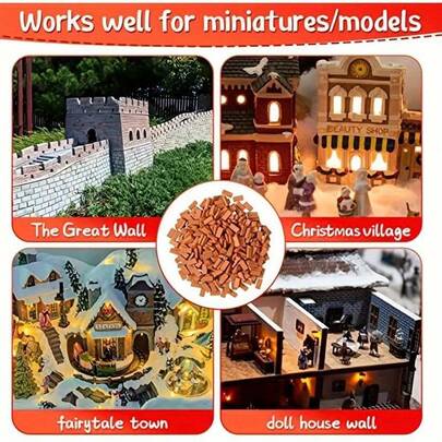 50pcs/Box Simulation Red/Gray Brick Patches Micro Landscape Decor Dollhouse Floor Wall Mini Bricks