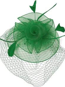 1 Peça Chapéu Fascinator Vintage Feminino dos Anos 20, 30 e 50, Peça de Cabeça Encantadora com Laço, Véu Floral, Adequado para Casamento, Chá da Tarde, Dia de São Patrício - Verde - Visão 4