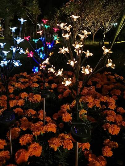 1 slinga med 20 LED solcellslampor för markmontering av körsbärsblomsträd, vattentäta utomhuslampor för dekoration på gården, varma trädgårdslampor för gräsmatta