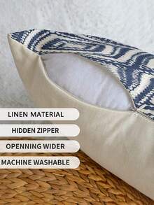 2 件装装饰枕套，波西米亚几何图案抱枕套，100% 低过敏性聚酯纤维，复古亚麻材质，隐形拉链，可机洗，简约时尚线条设计，家居装饰抱枕套，适用于沙发、客厅、卧室，不含枕芯 - 海軍藍 - 查看 9