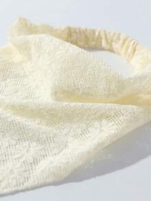 1件装女士时尚刺绣荷叶边头巾，适合日常佩戴和度假 - 米色 - 查看 2